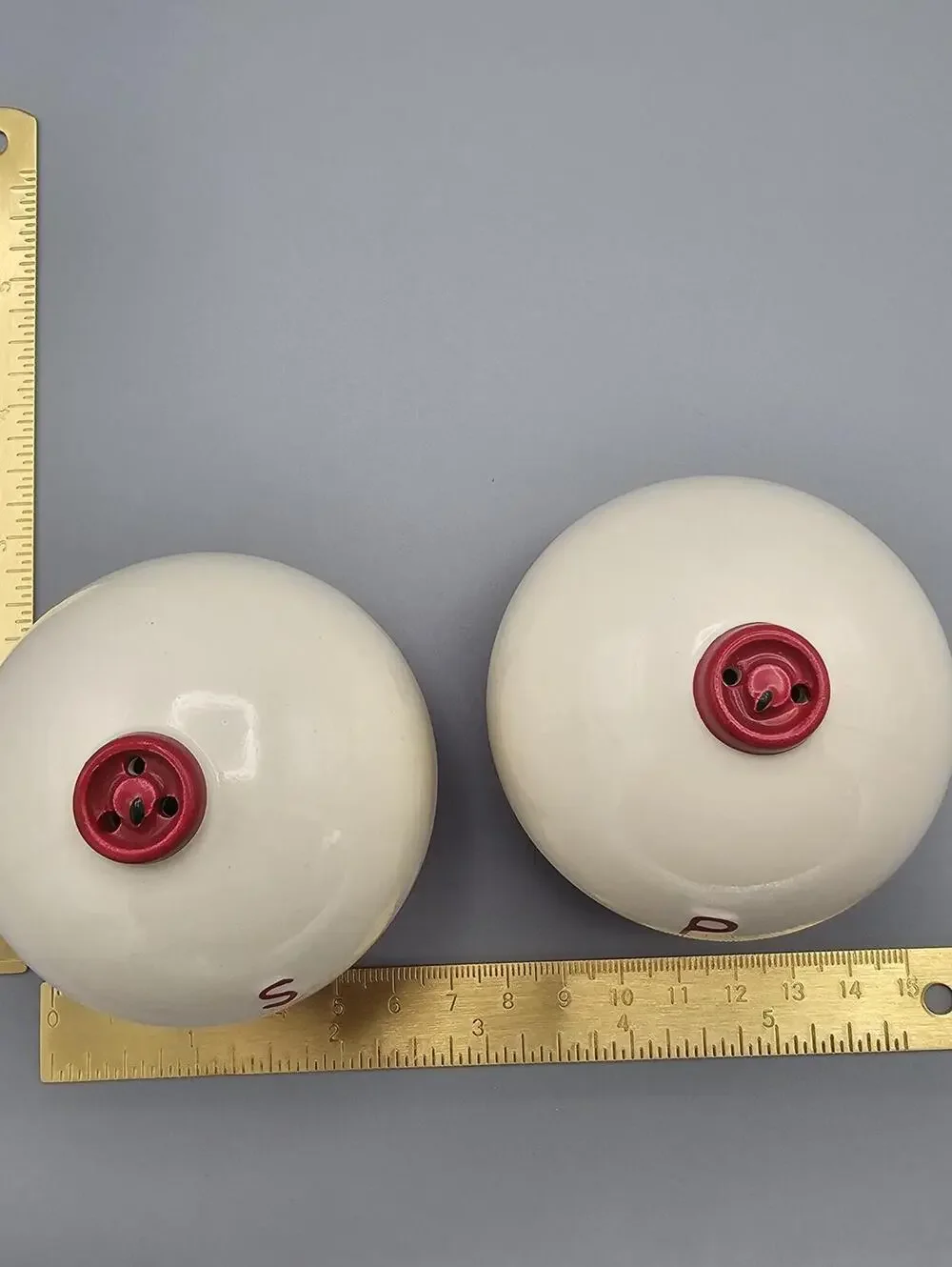 Vintage Red and White Ceramic Salt and Pepper Shakers
